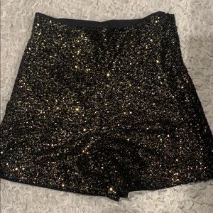 Shein Gold/Black Sequin High Waisted Shorts NYE S